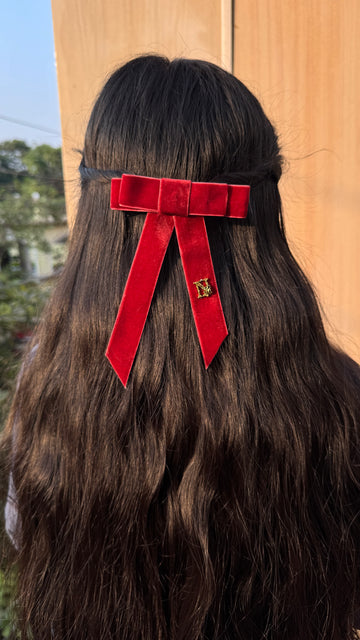 Mud Red Initial Celeste Bow