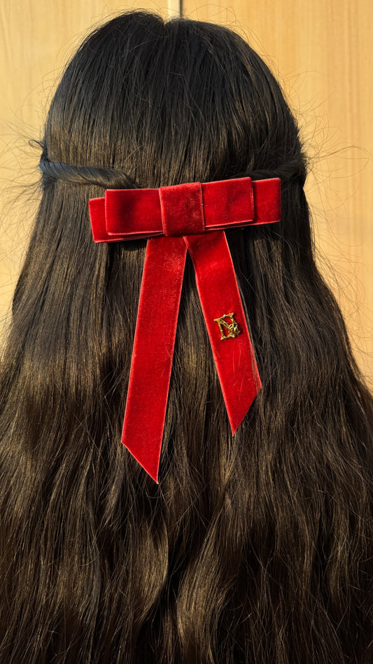 Mud Red Initial Celeste Bow