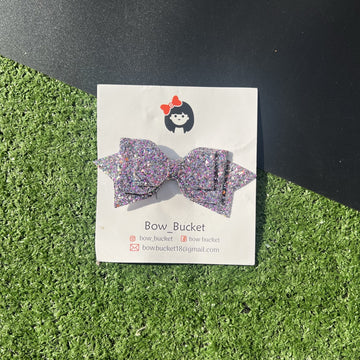 purple glitter bow clip