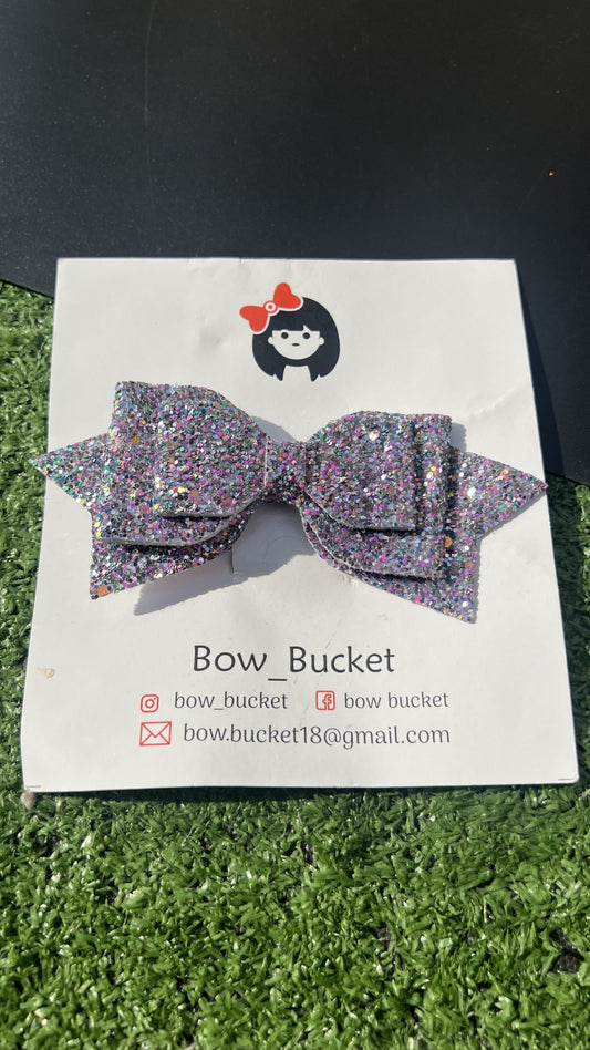 purple glitter bow clip