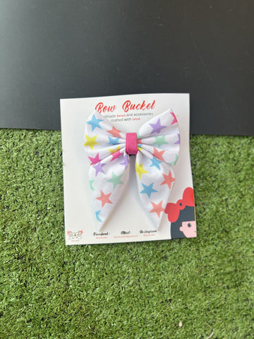 pastel star pigtail bow