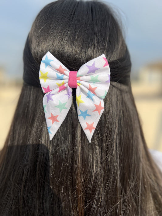 pastel star pigtail bow