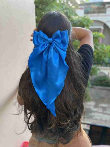 satin royal blue ruffle bow