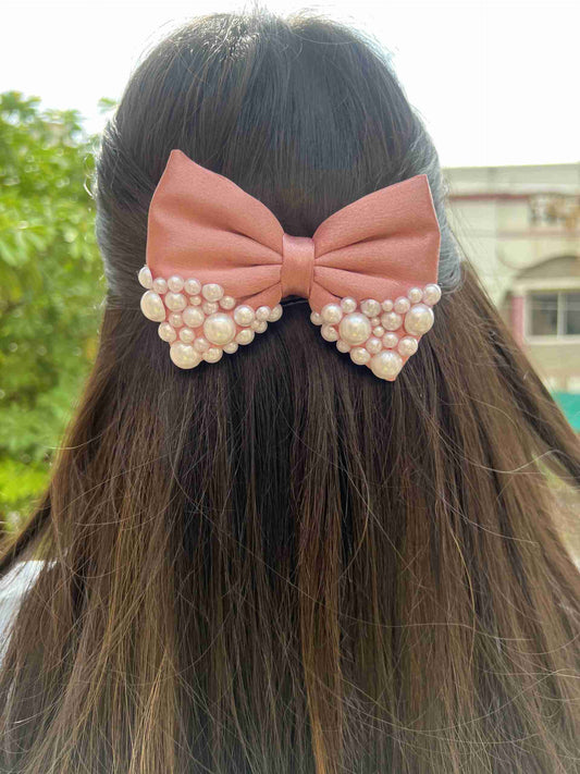 rose gold pearl bow