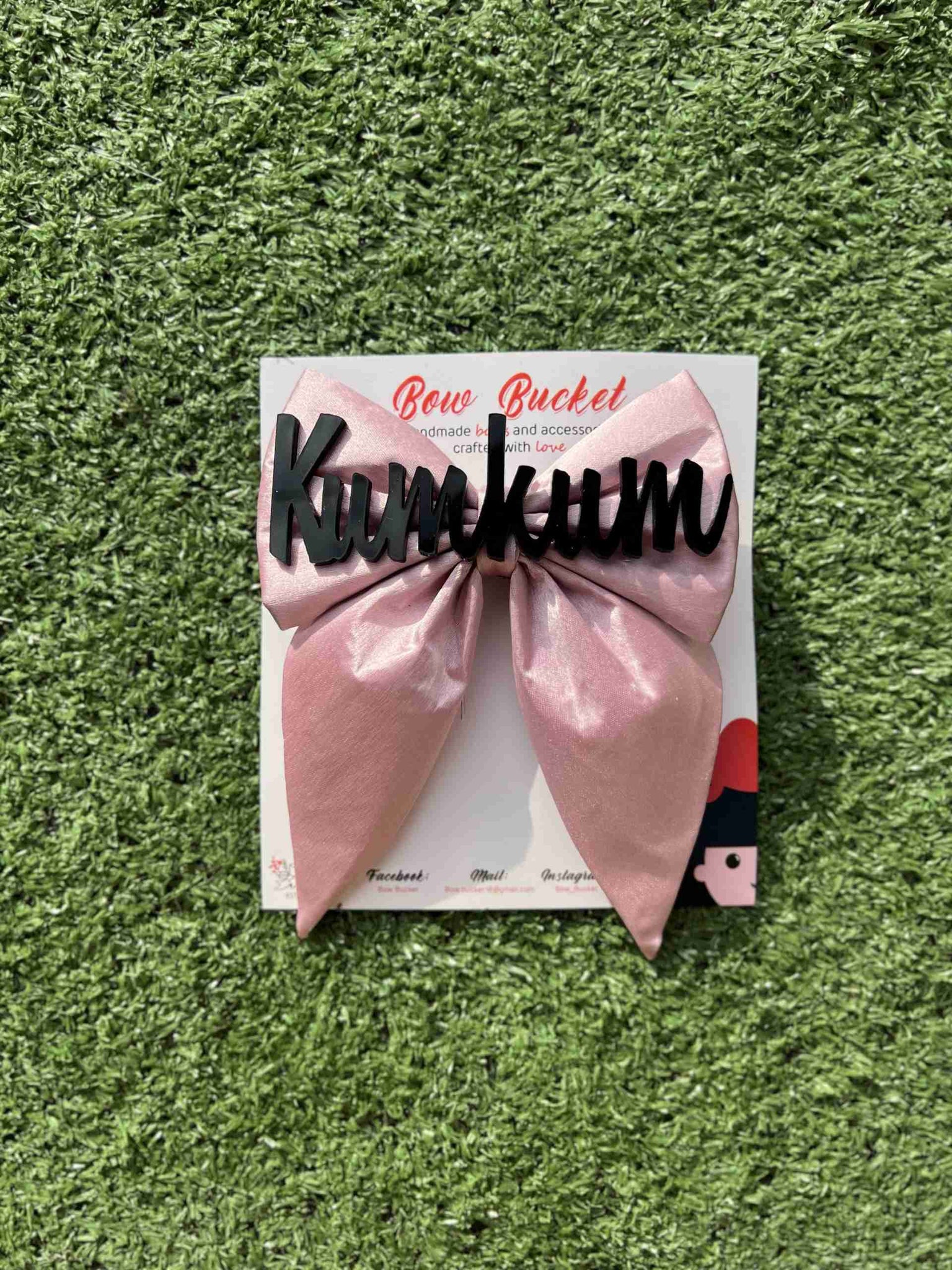 Rose gold pigtail customize name bow