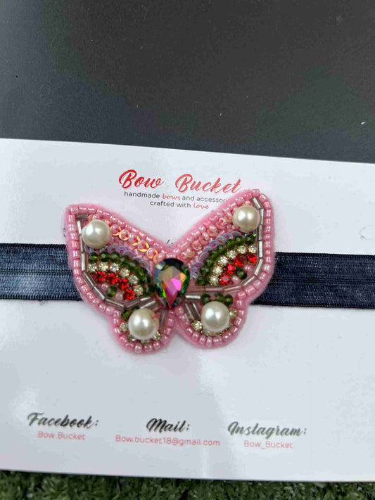 pink butterfly beard work headband