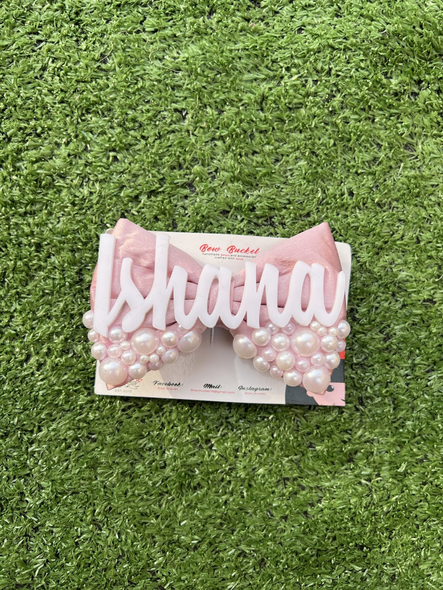 pastel pink customise pearl bow