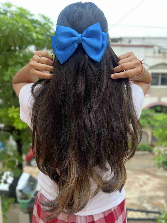 royal blue double decker bow clip
