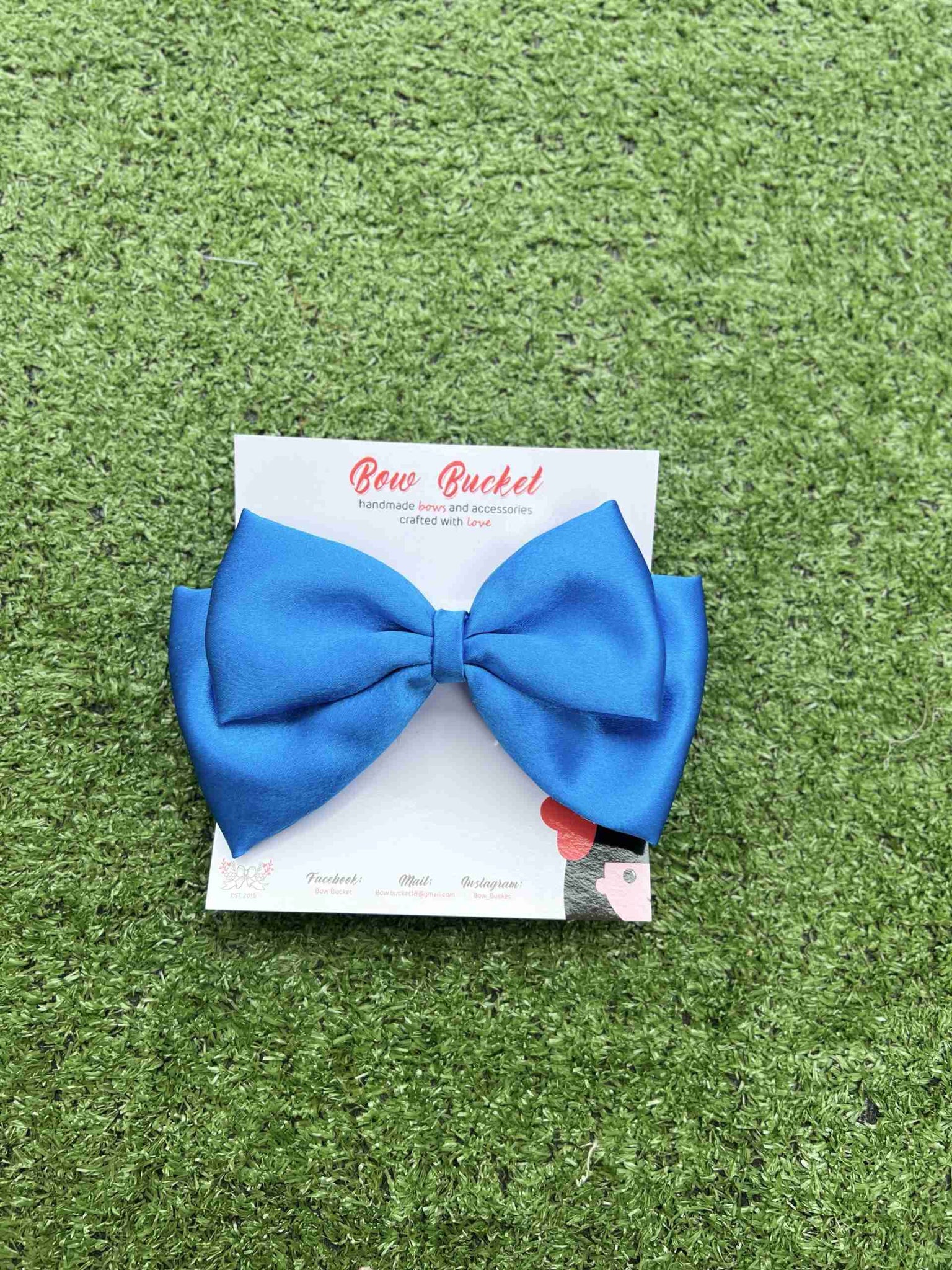 royal blue double decker bow clip