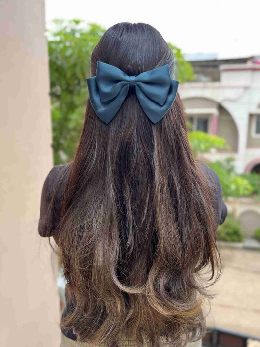 forest green double decker bow clip