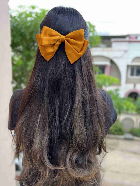 mustard double decker bow clip