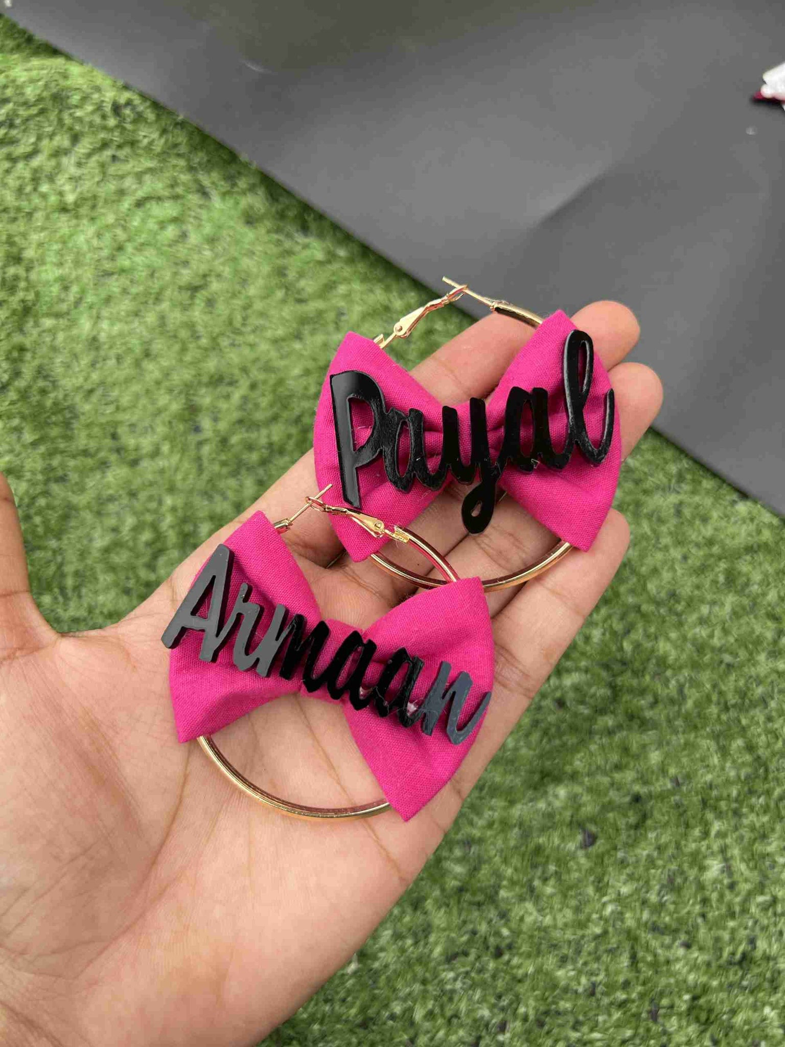 pink customise name hoops