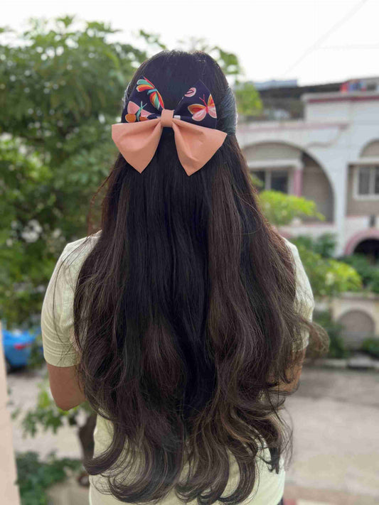 peach butterfly duo bow clip