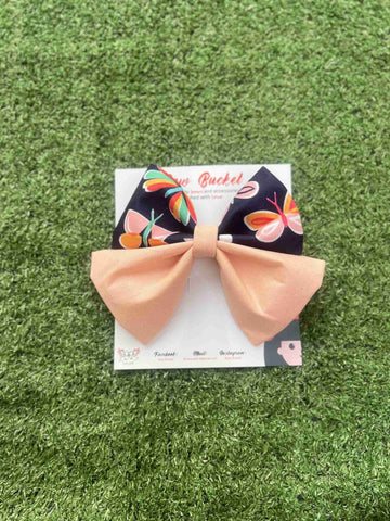 peach butterfly duo bow clip