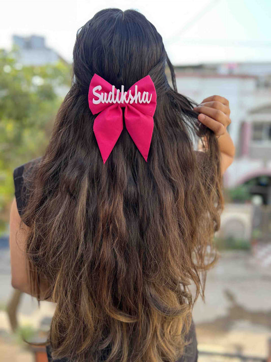 Pink customise pigtail bow