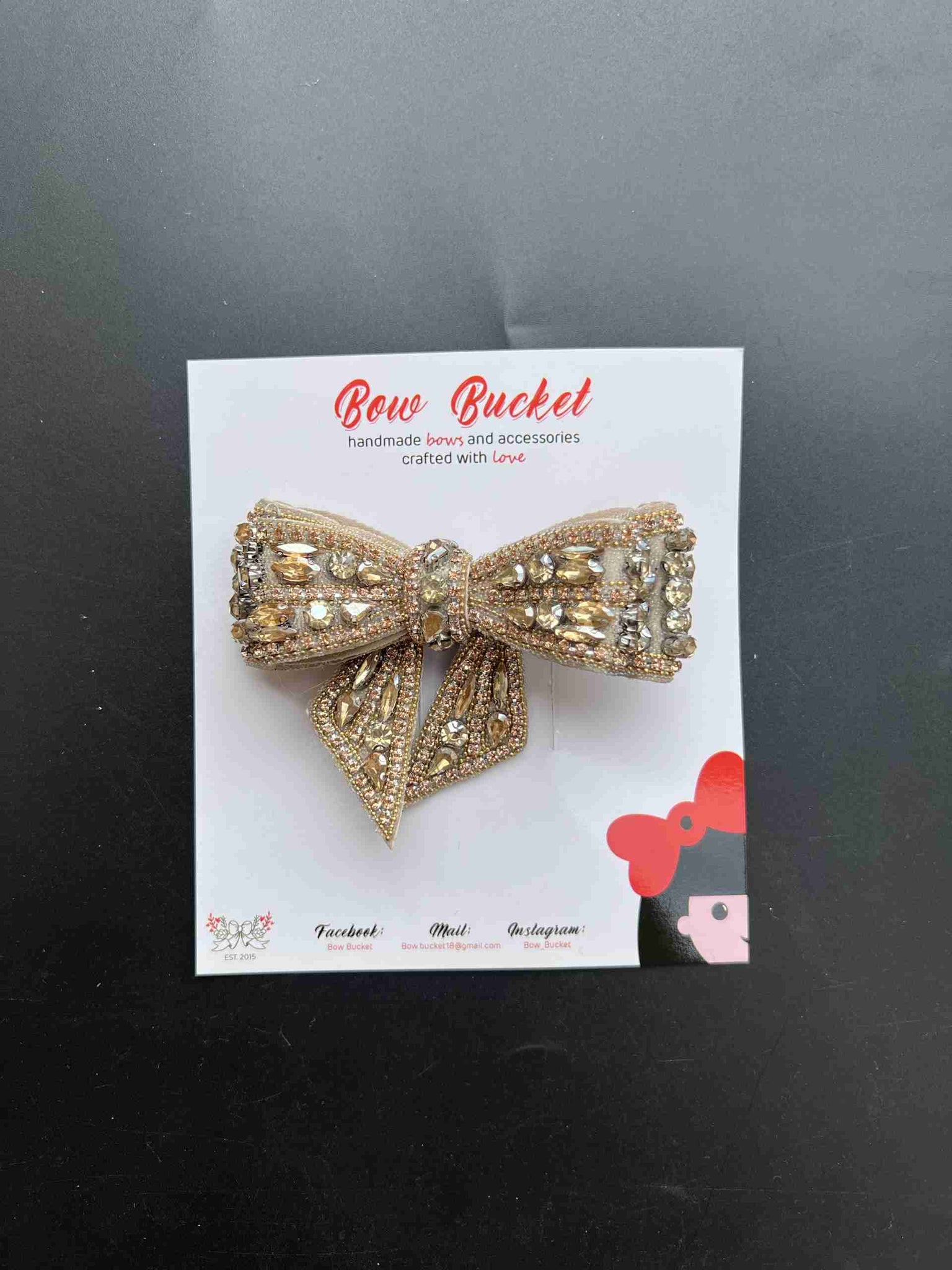 golden crown swarovski bow clip