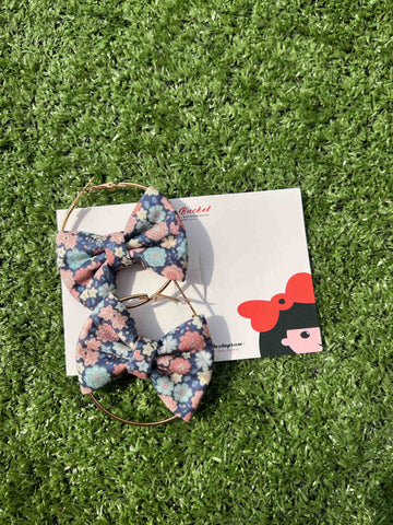 Demin floral bow hoops