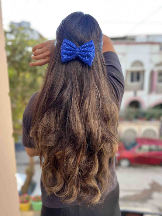 royal blue sequence bow