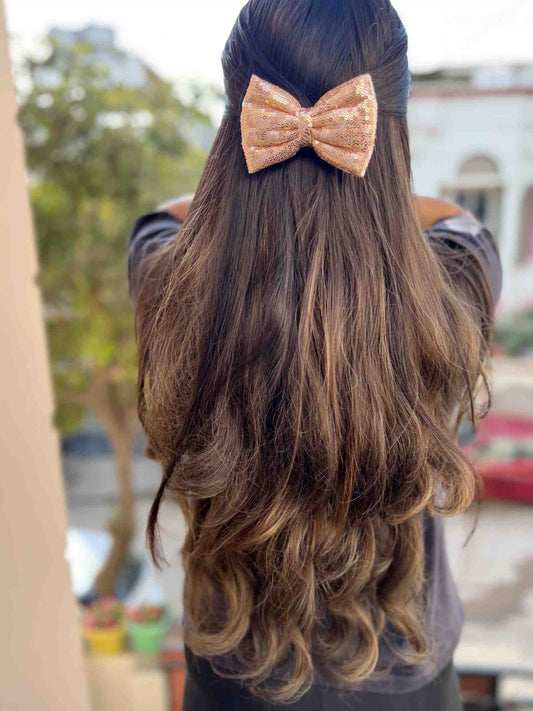 rose gold sequence bow