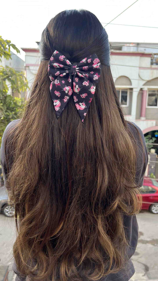unicorn floral pigtail bow
