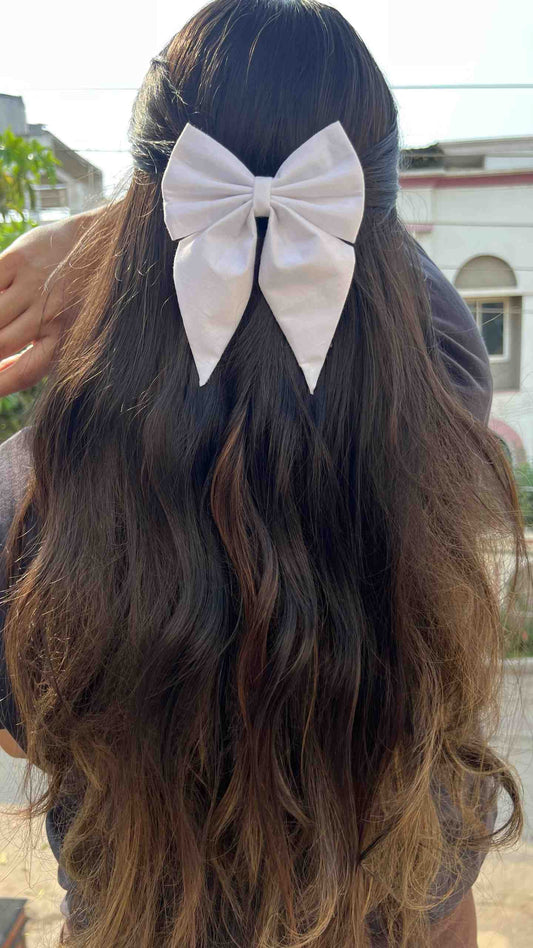 White pigtail bow