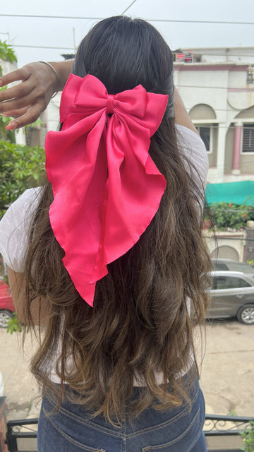 Pink ruffle pigtail Bow