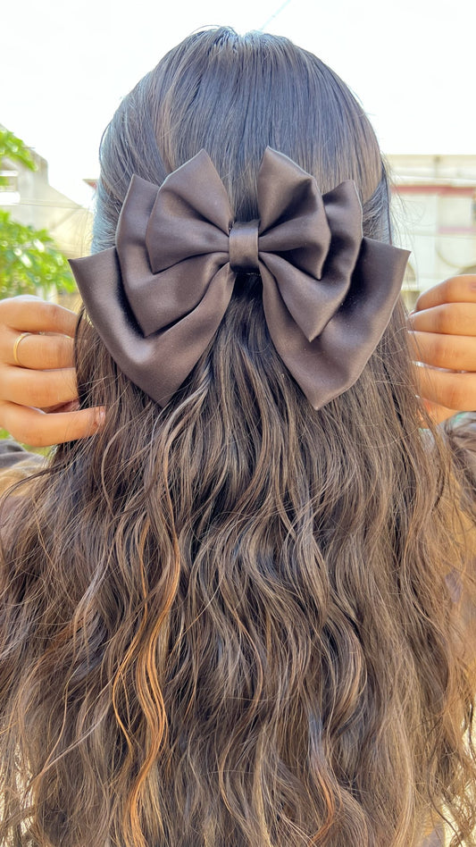 Black satin triple layer Bow