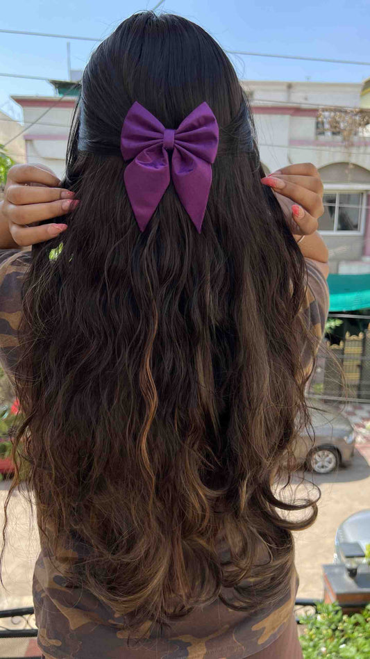 Dark purple pigtail bow