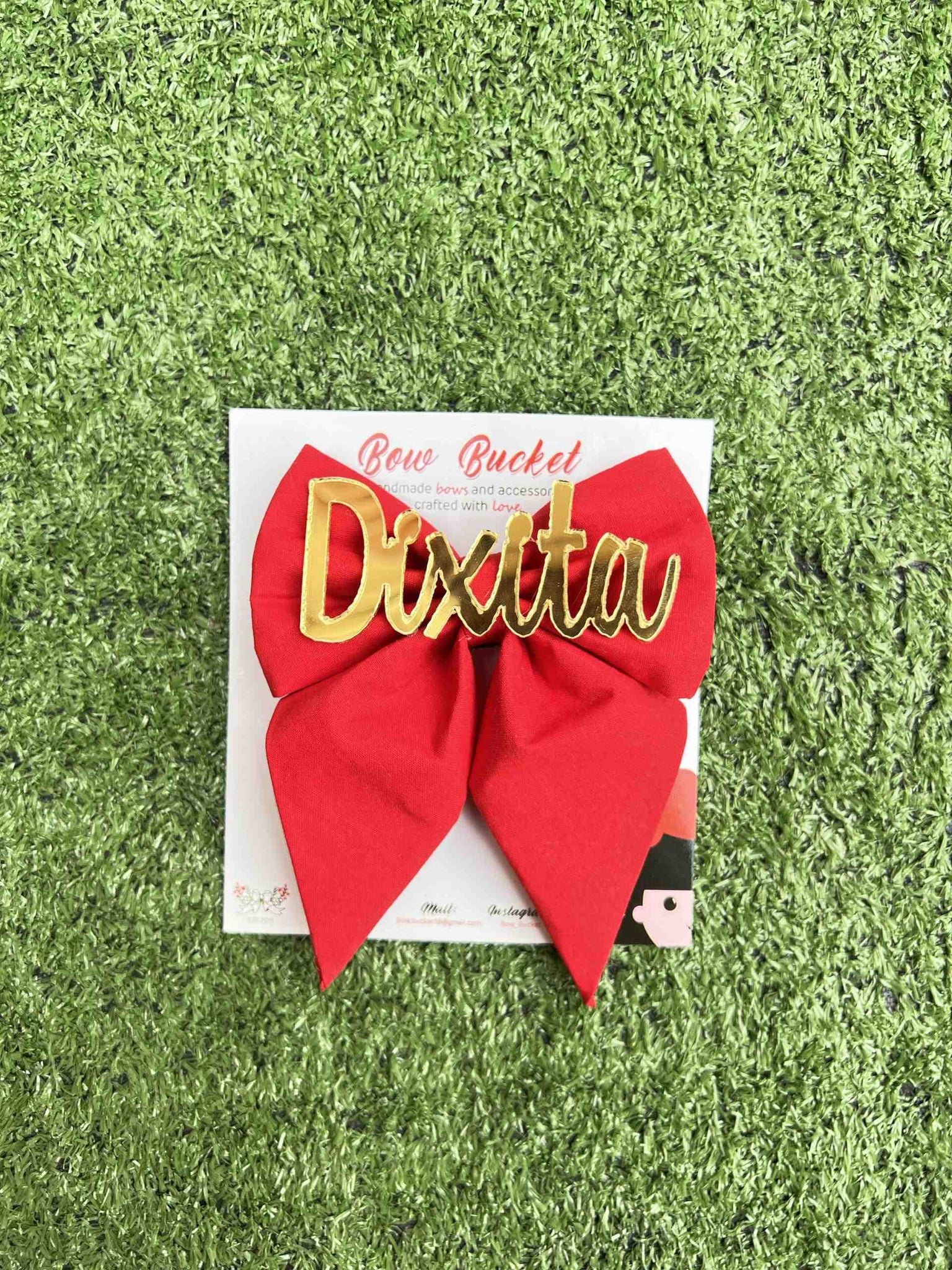 Red pigtail customise bow