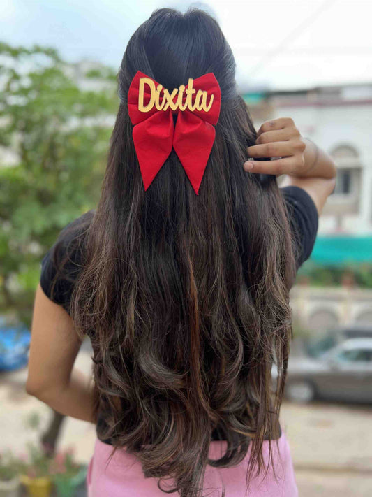 Red pigtail customise bow