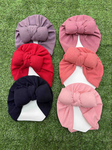 Fluffy Bow Turban Caps