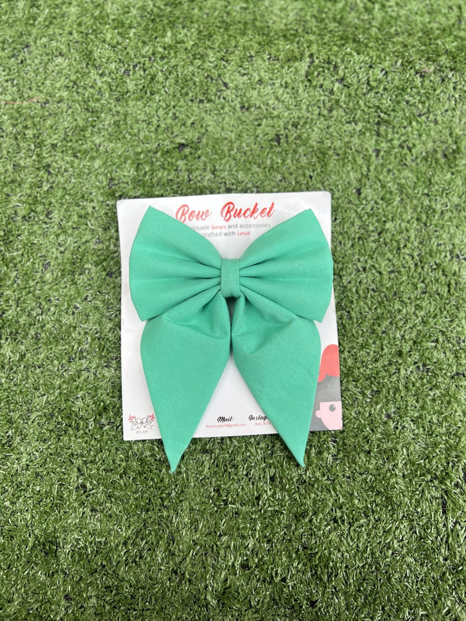 mint green pigtail bow