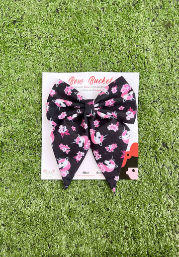 unicorn floral pigtail bow