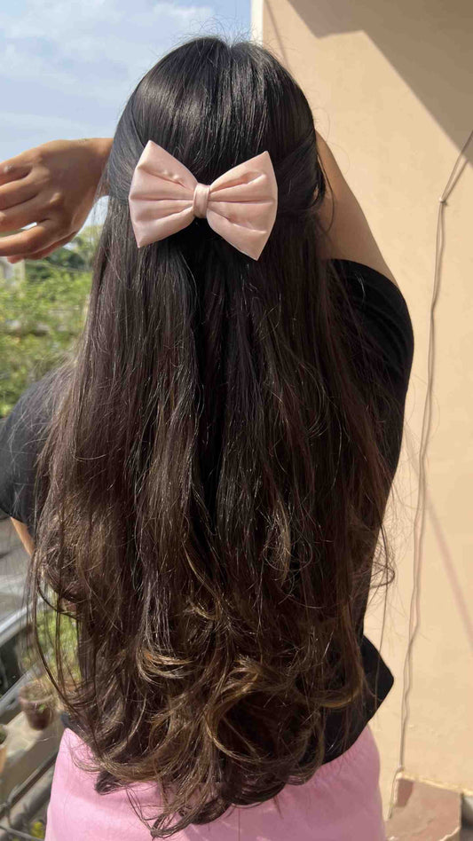 Satin rose gold bow