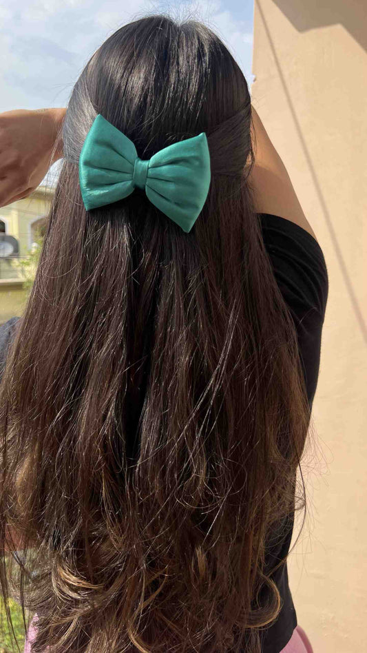 Satin Teal green bow