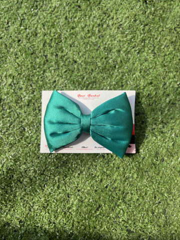 Satin Teal green bow