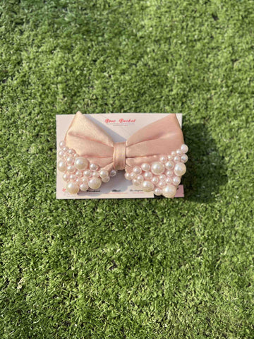 Rose gold pearl bow