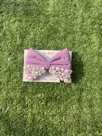 lilac pearl bow clip