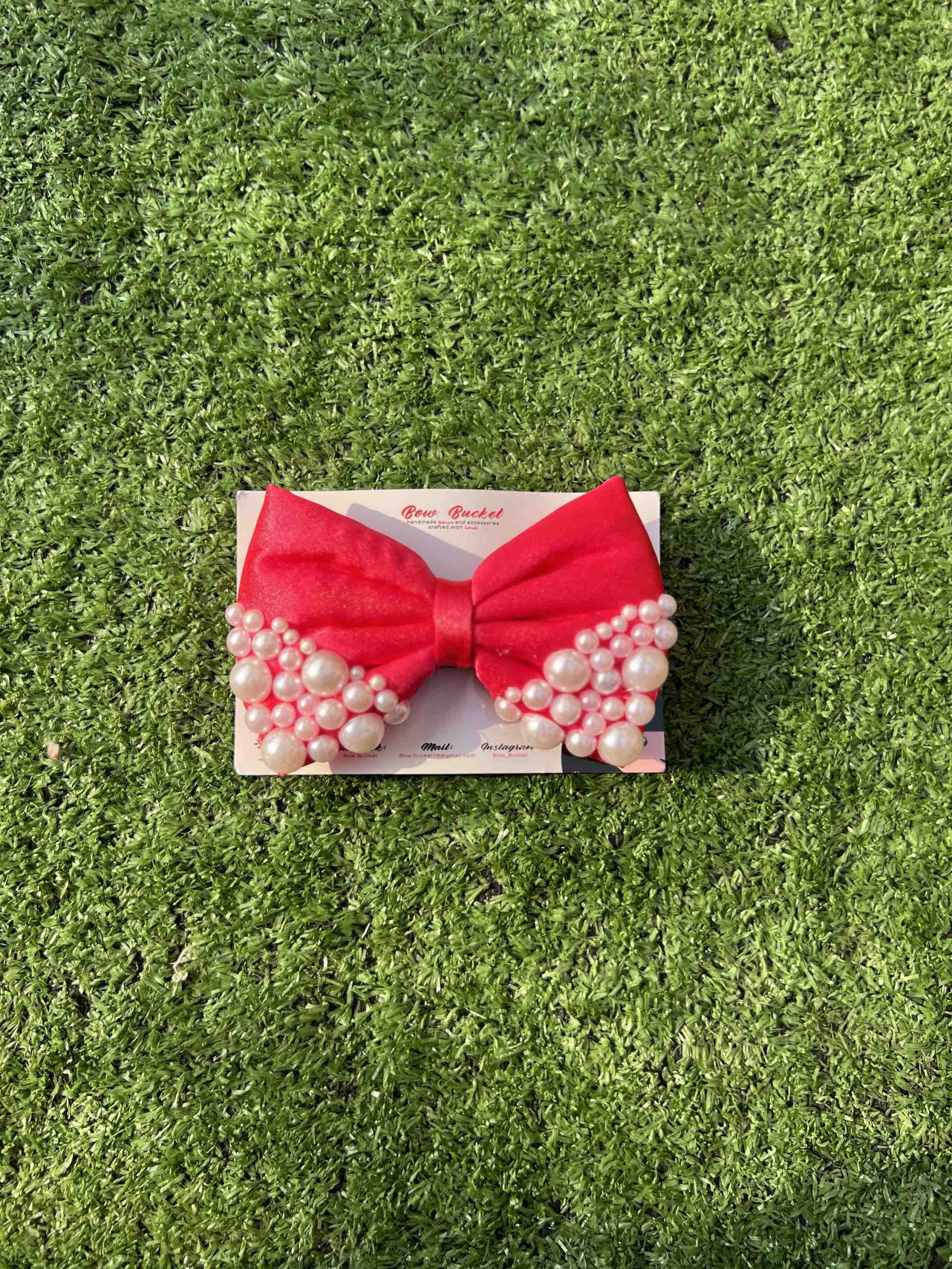 Pear Bow Pink Pearl bow