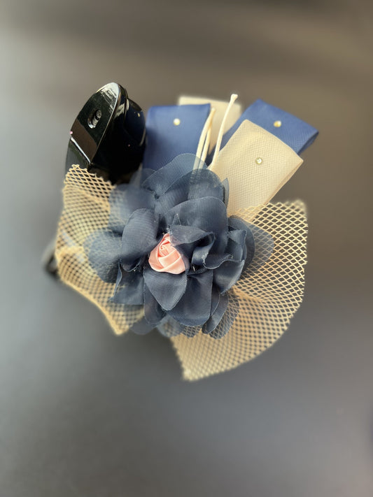 navy blue rose hairband