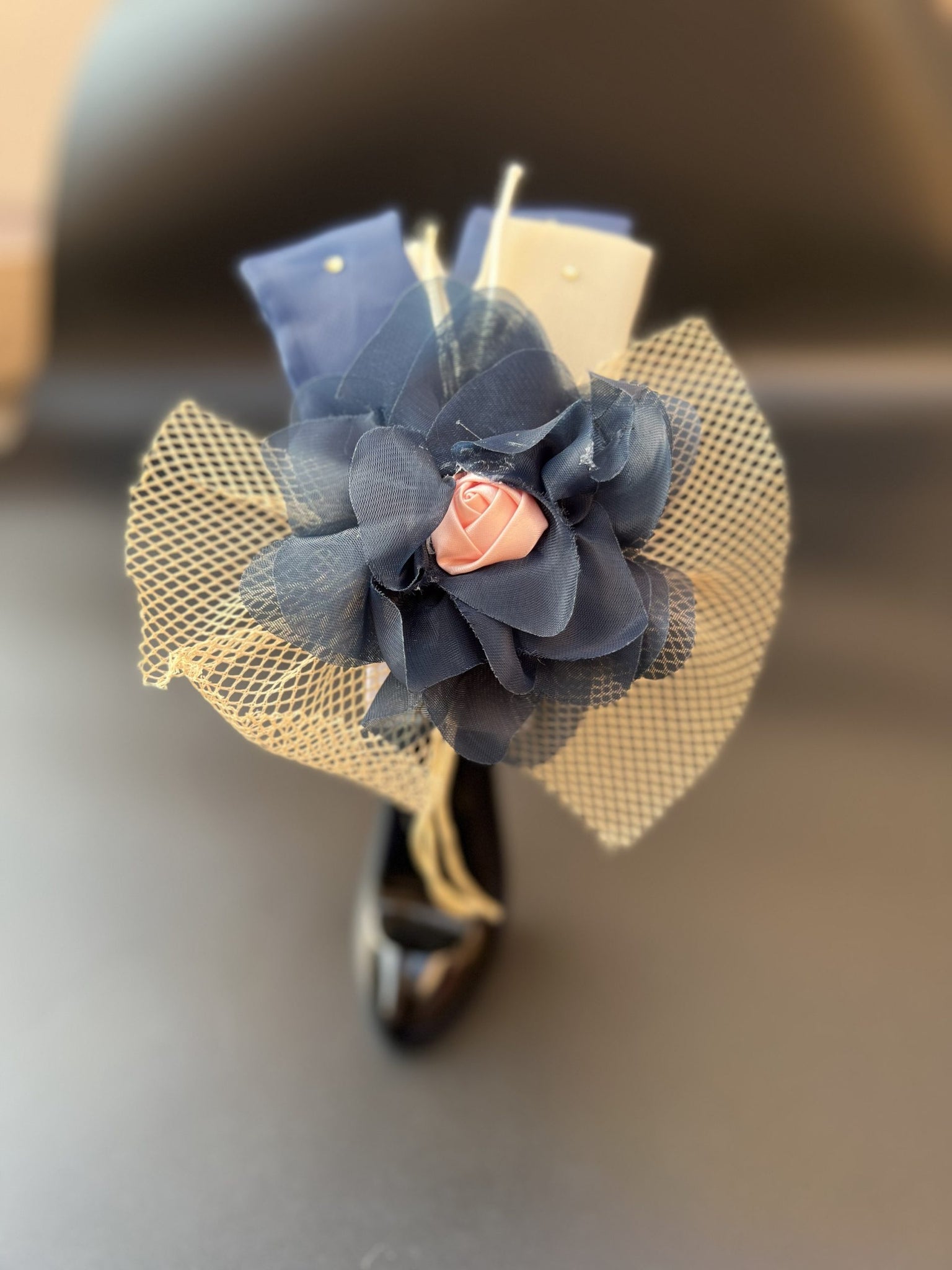 navy blue rose hairband