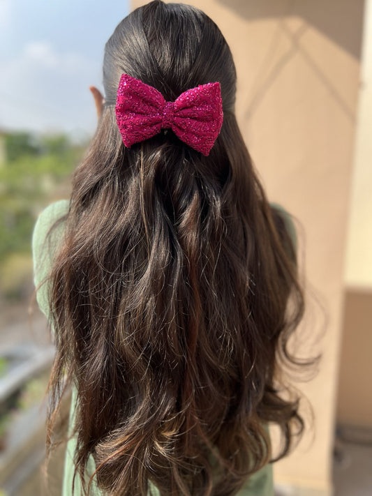 pink sequence bow