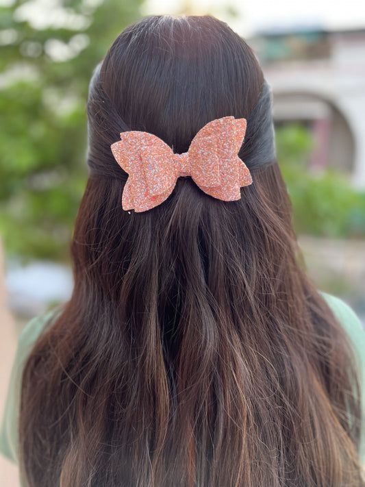 Peach glitter party bow