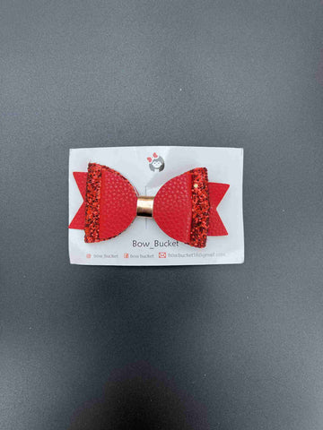 red leather glitter bow