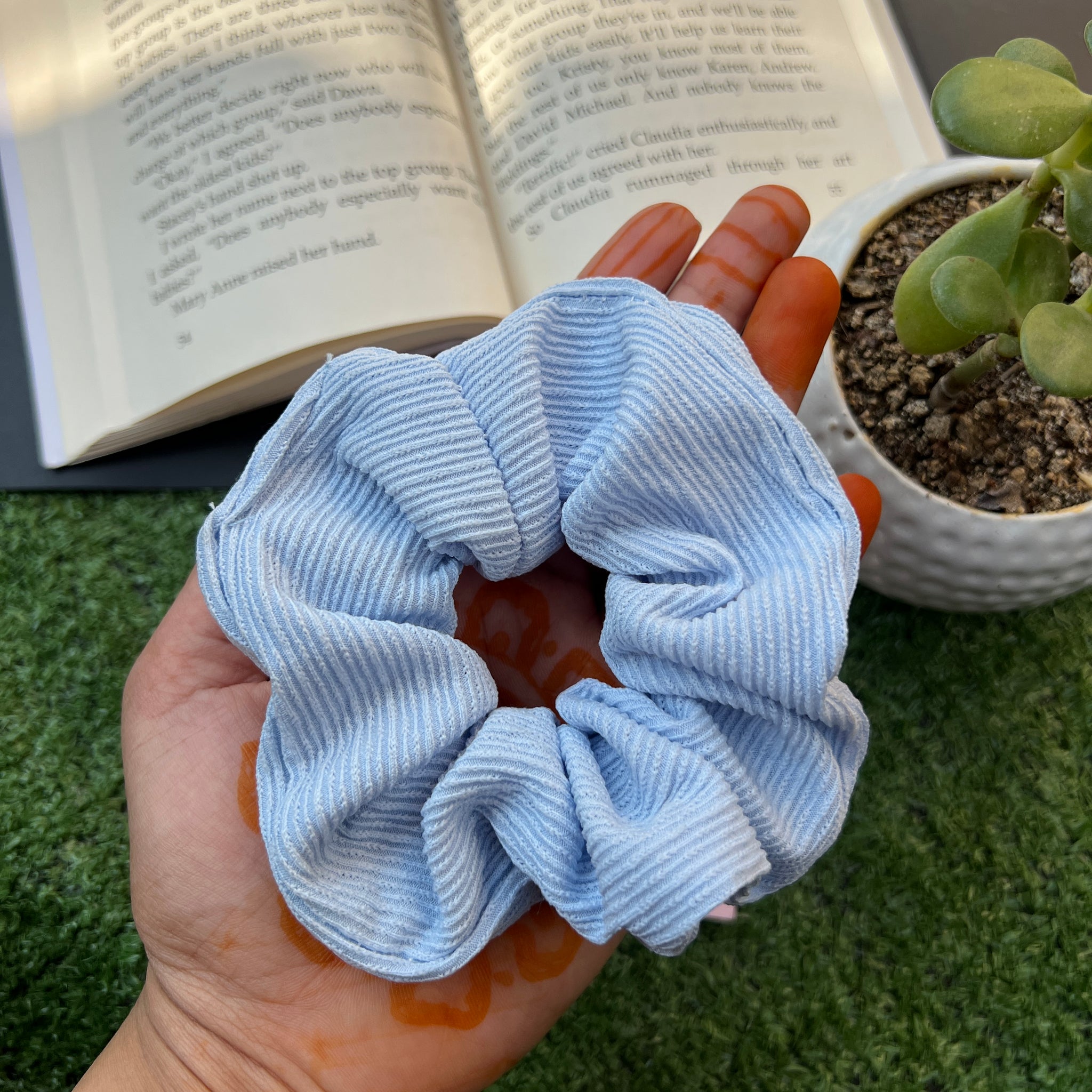 Blue scrunchie