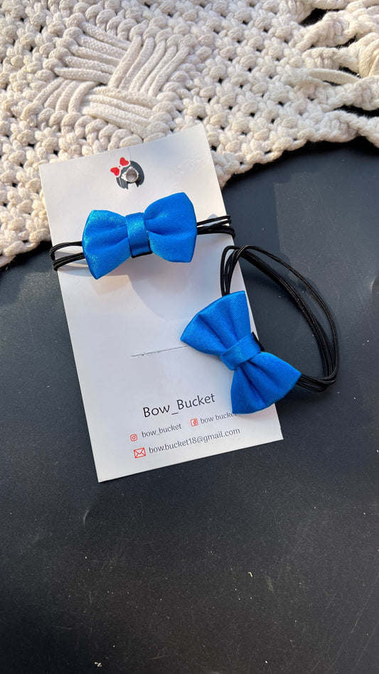 satin royal blue Bow rubberband pair
