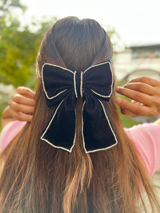 Black Velvet Rapture Bow Clip