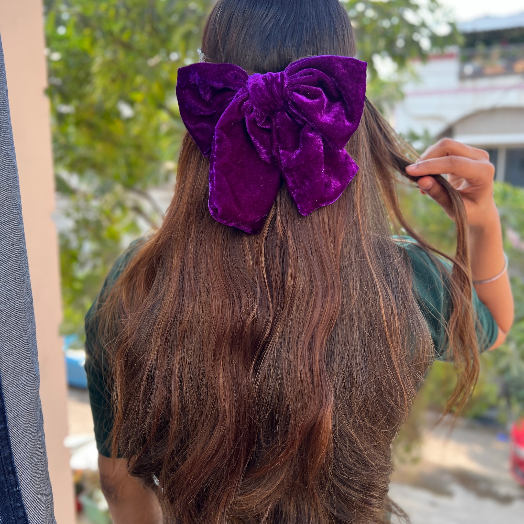 Purple Luxe Noir Bow clip