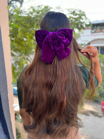 Purple Luxe Noir Bow clip