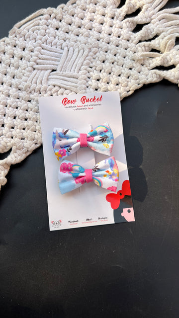 Unicorn Glow mini bow clip